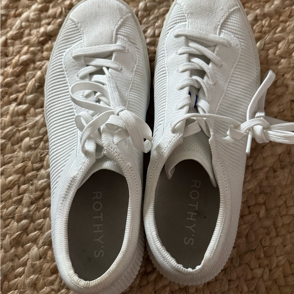 Rothy's Classic White Lace-Up Sneakers